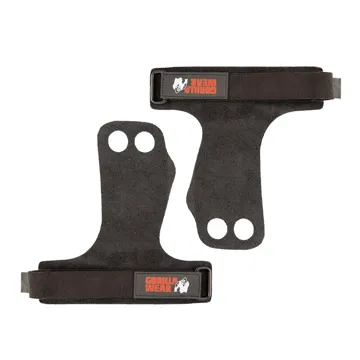 2-HOLE LEATHER LIFTING GRIPS Black - XL