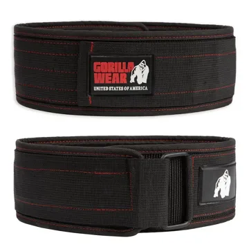 4 INCH NYLON BELT Black/Red Stitched - M/L