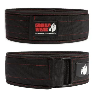 4 INCH NYLON BELT Black/Red Stitched - S/M